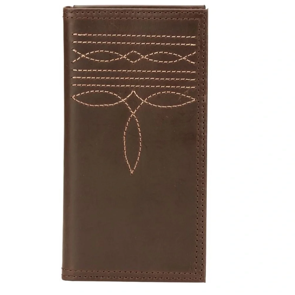 Justin Genuine Leather Junior Rodeo Wallet Brown With Boot Stitch Detail RFID
